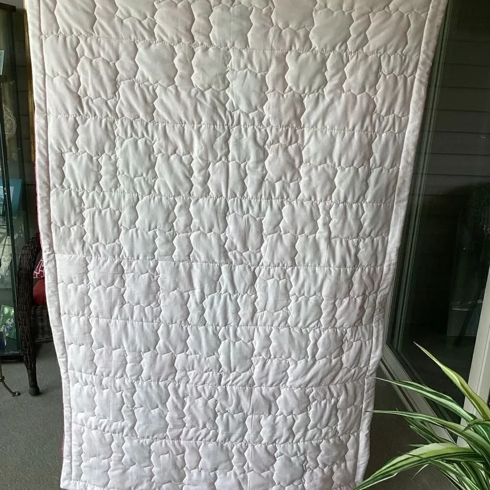 NWT. Hand Crafted Gold and Pink Hydrangea Lap Quilt